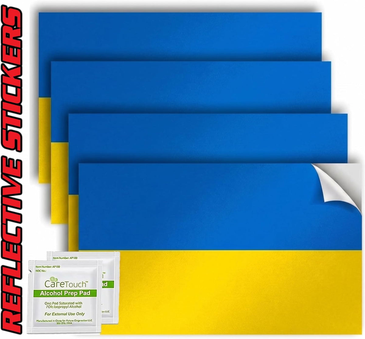 Ukraine Flag Stickers 4" x 2.5" Vinyl Decals, Pack of 4