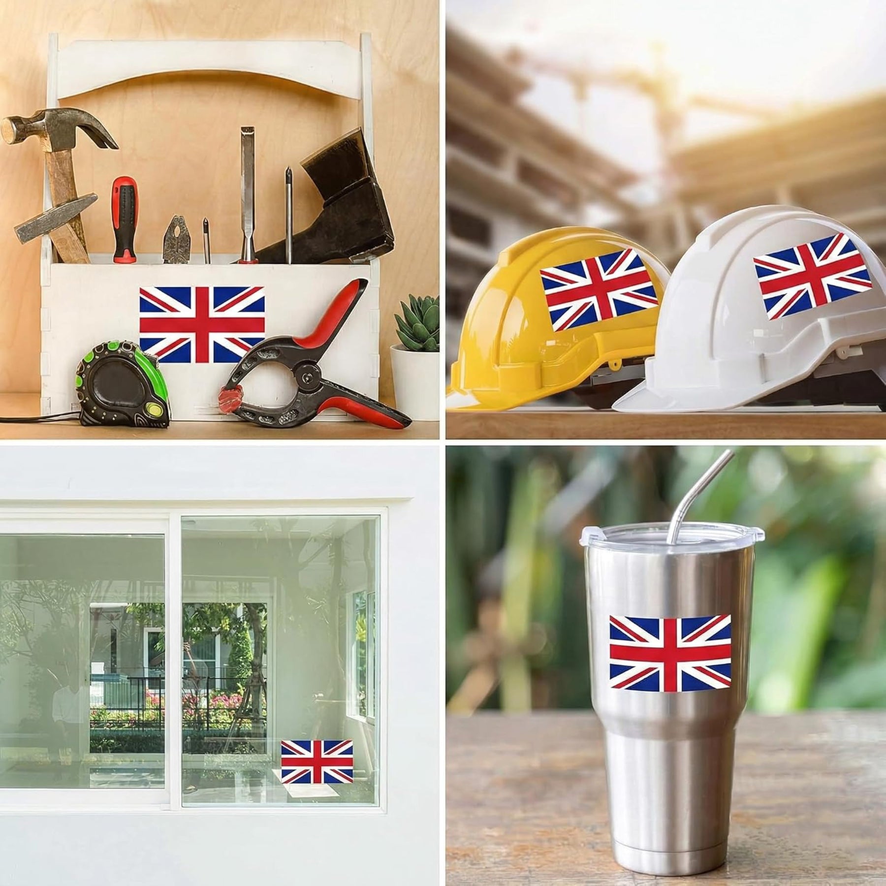 United Kingdom Flag Stickers 4" x 2.5" Vinyl Decals, Pack of 4