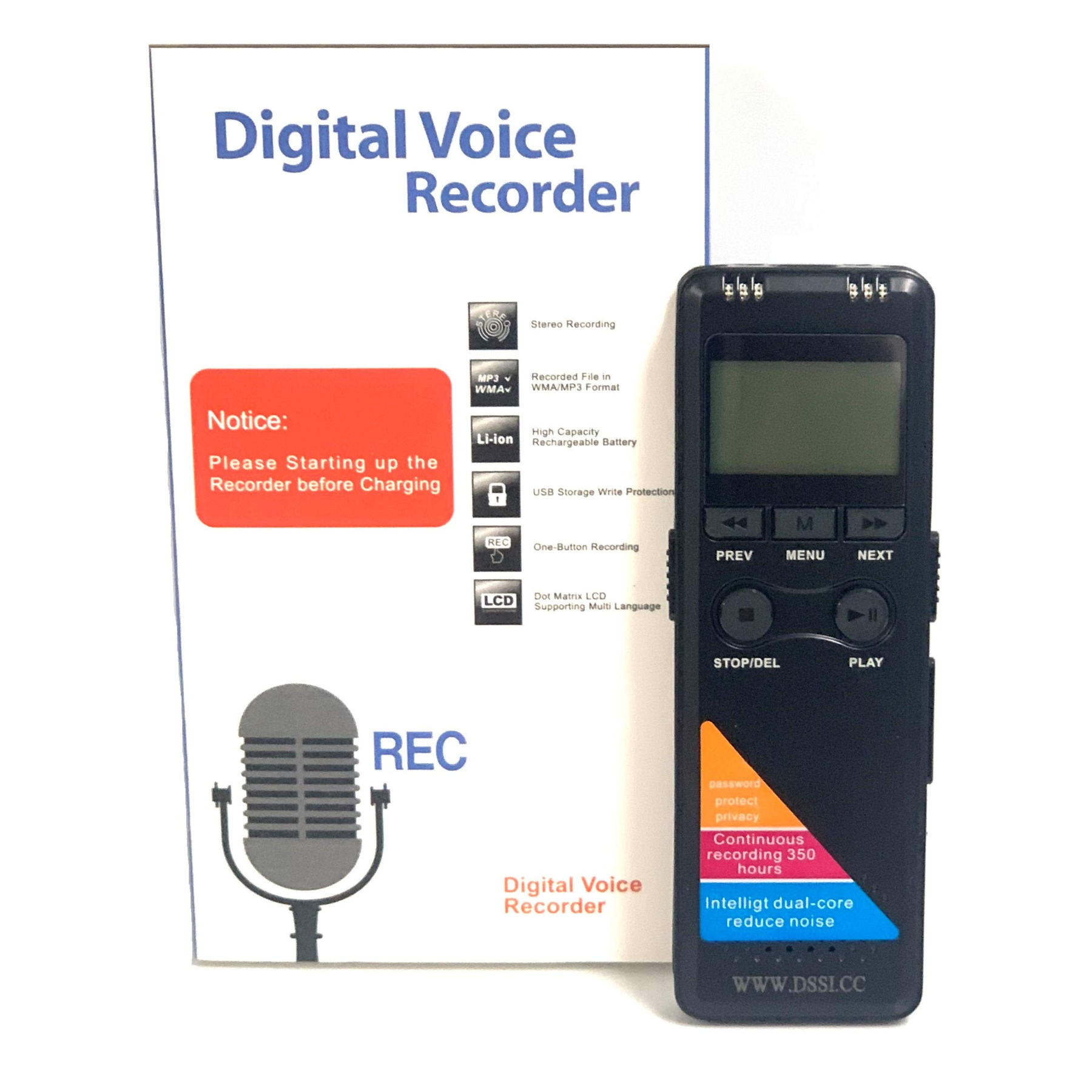 Voice Activated Audio Recorder 8GB - 5-Day Battery, Playback