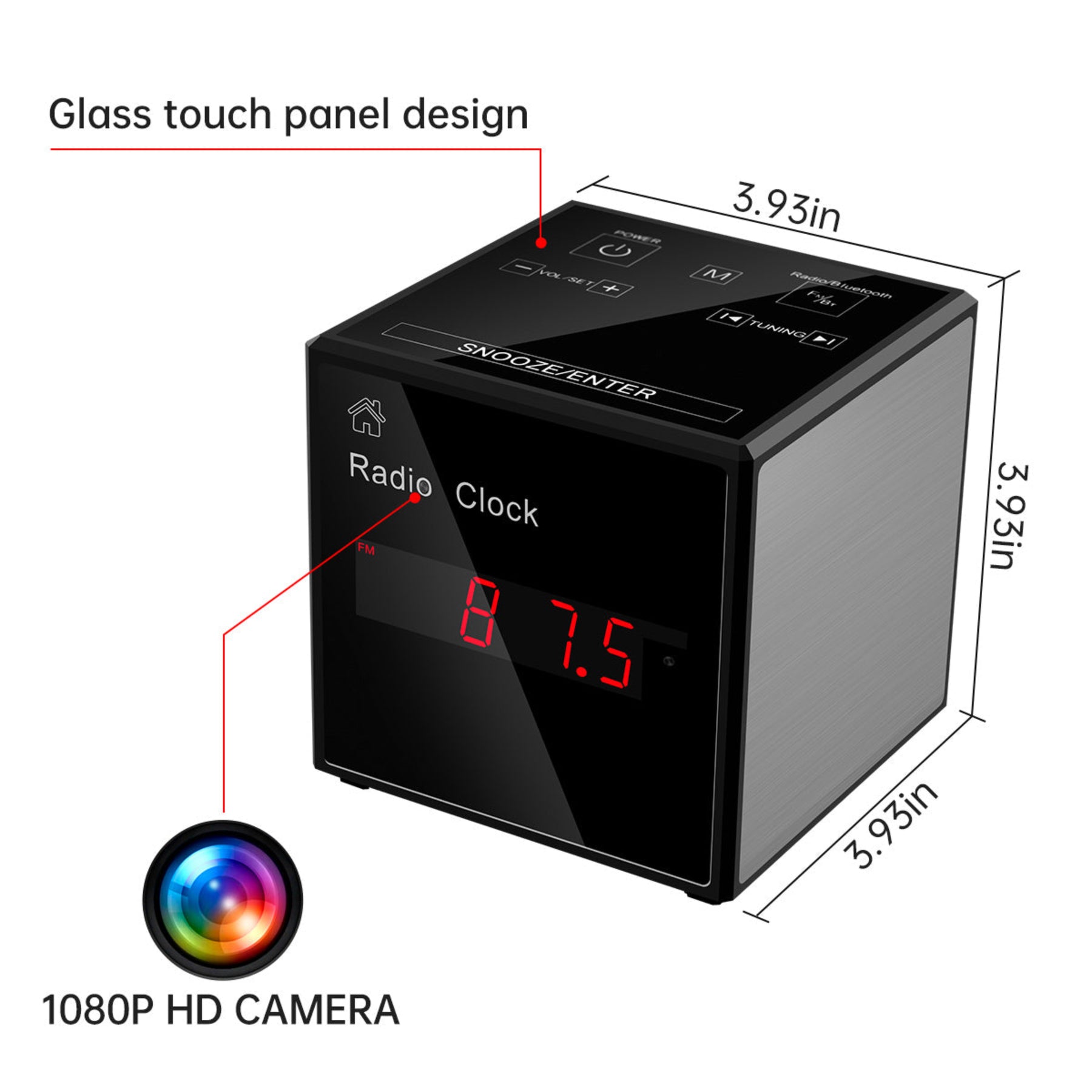 WiFi Hidden Camera Alarm Clock - 1080P, Bluetooth Speaker