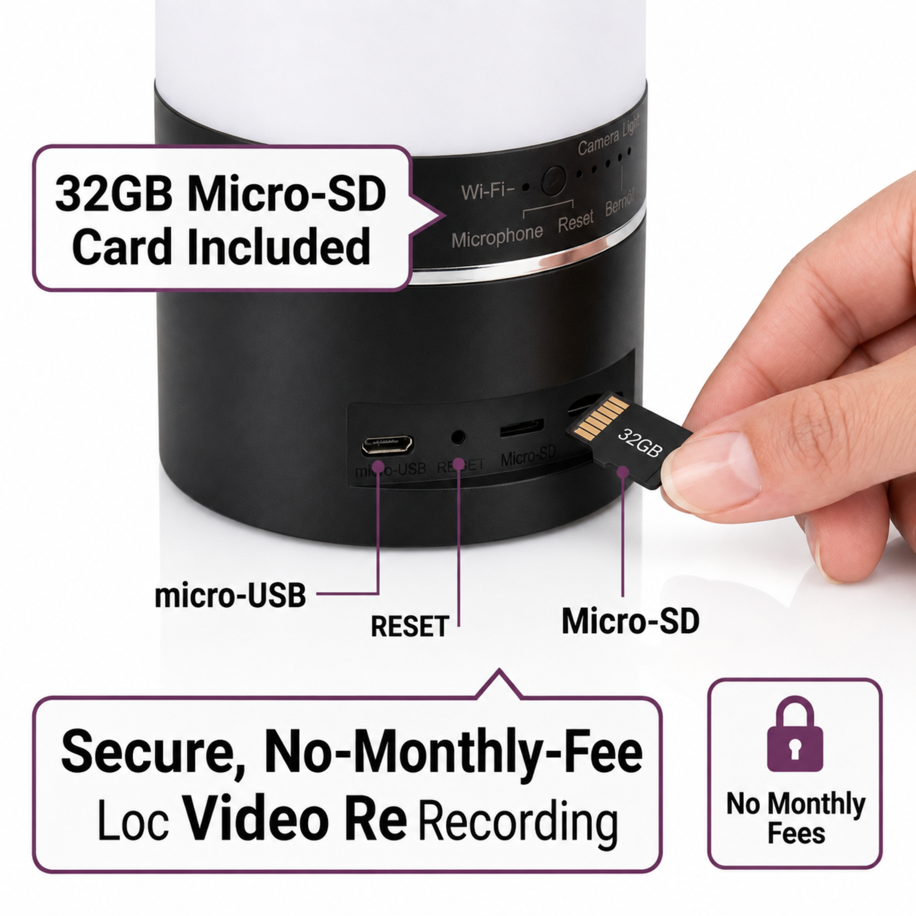 WiFi Hidden Camera Lamp - 1080P, 330° Lens, Night Vision