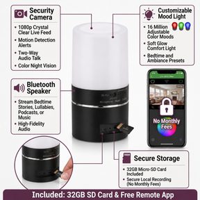 WiFi Hidden Camera Lamp - 1080P, 330° Lens, Night Vision