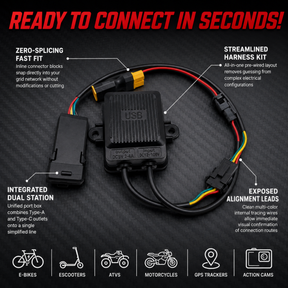 XT60 USB Charging Adapter for E-Bike & Scooter, Dual Port
