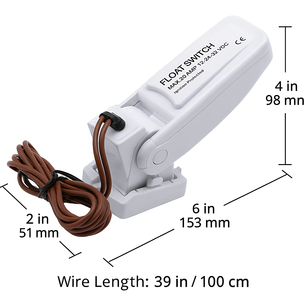 Float Switch - Compatible with Marine Water Bilge Pump for Boats and Spy Spot GV57 GPS DC12V 24V 32V Flash Buzzer LED Alarm 12V
