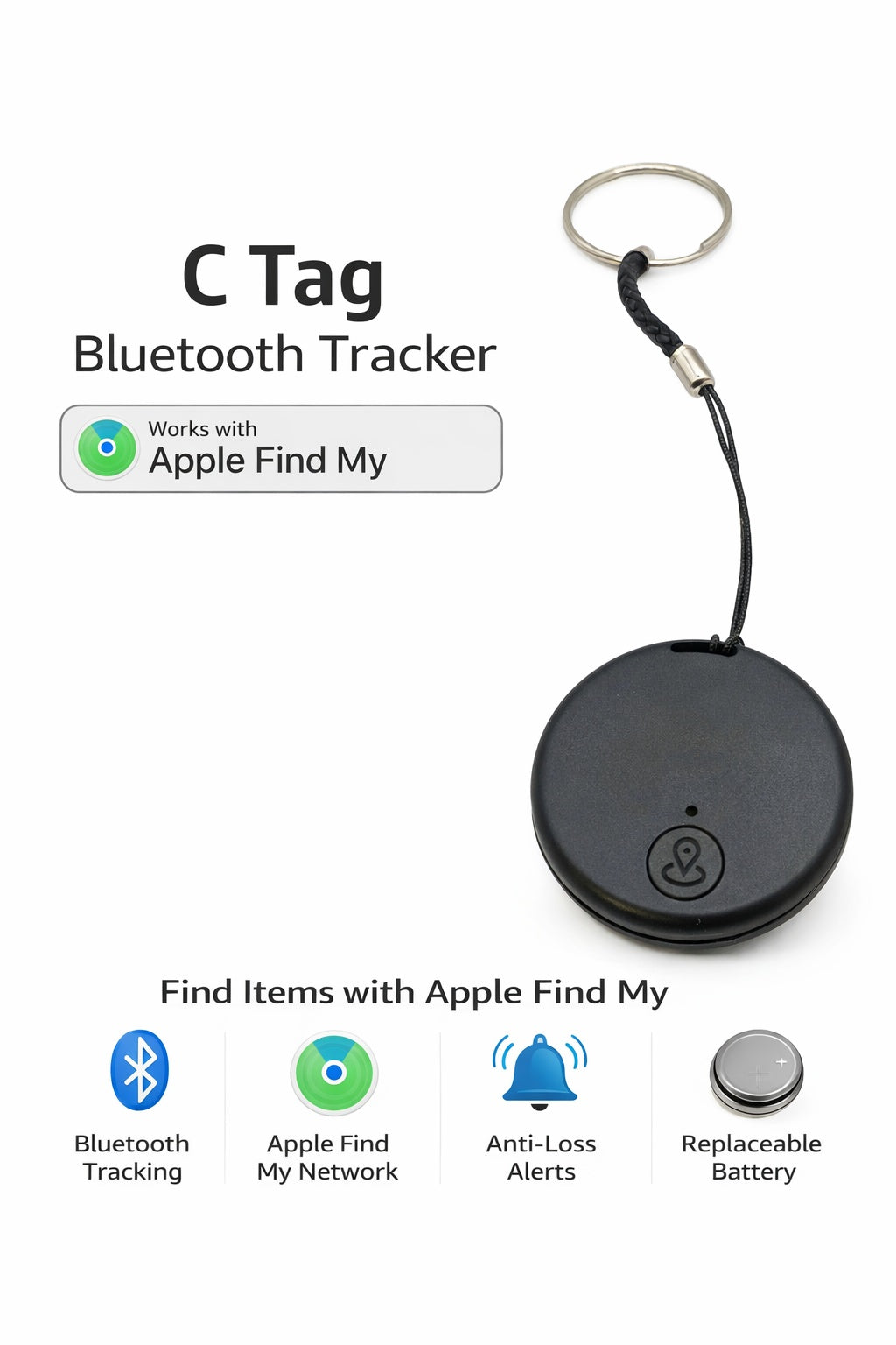 Magnetic Bluetooth Smart Tracker – Find My (Apple) Compatible Item Locator for Keys, Bags, Vehicles & Pets | Waterproof IP67 Anti-Loss Tag