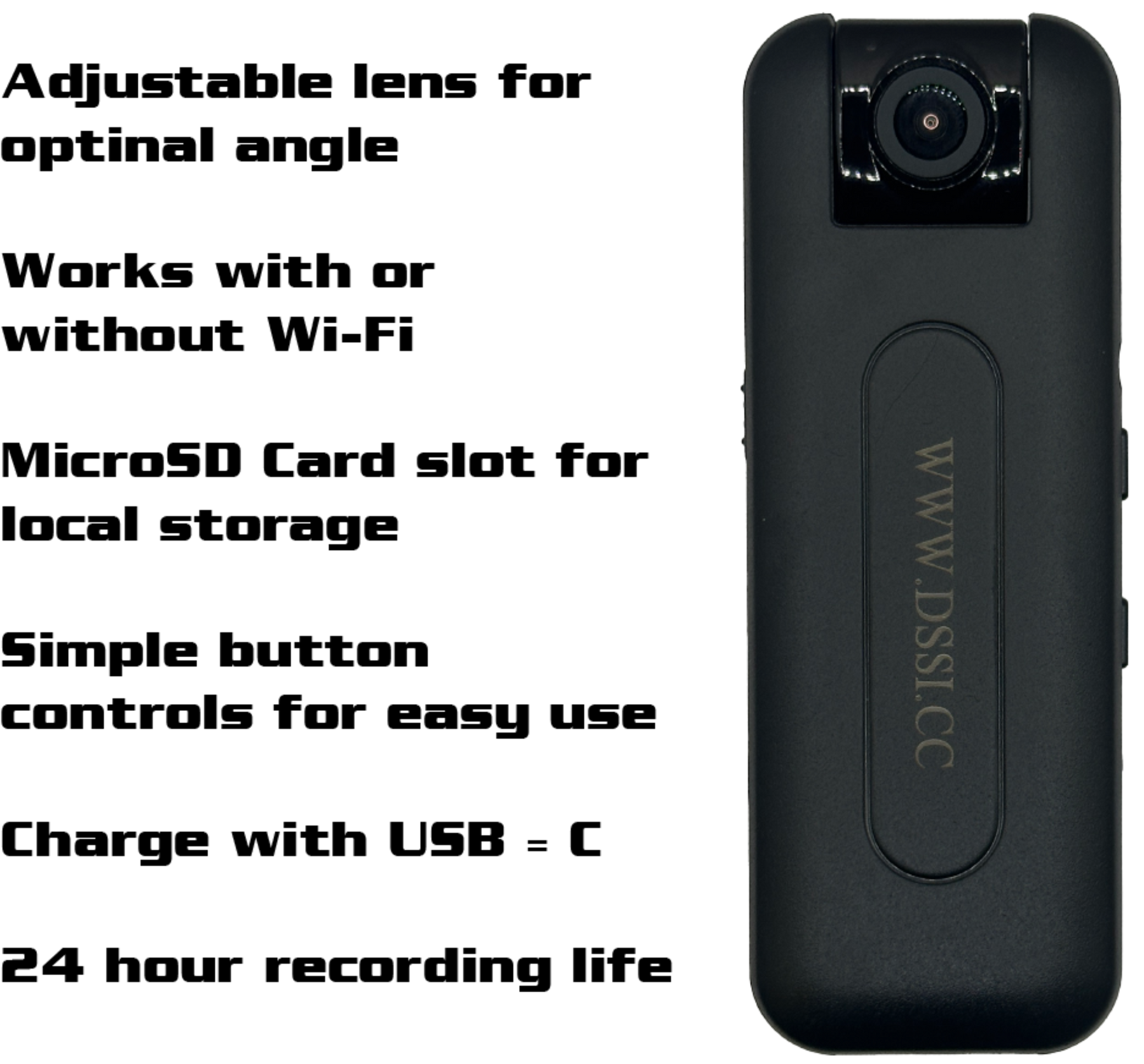 L15 2K WiFi Body Camera - 24Hr Battery, Night Vision, USB-C