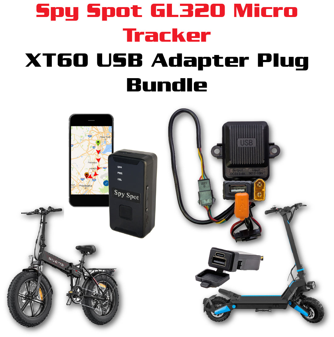 Spy Spot GL320 Micro Tracker & XT60 to USB C Power Adapter Bundle – Stay Powered & Connected On the Go