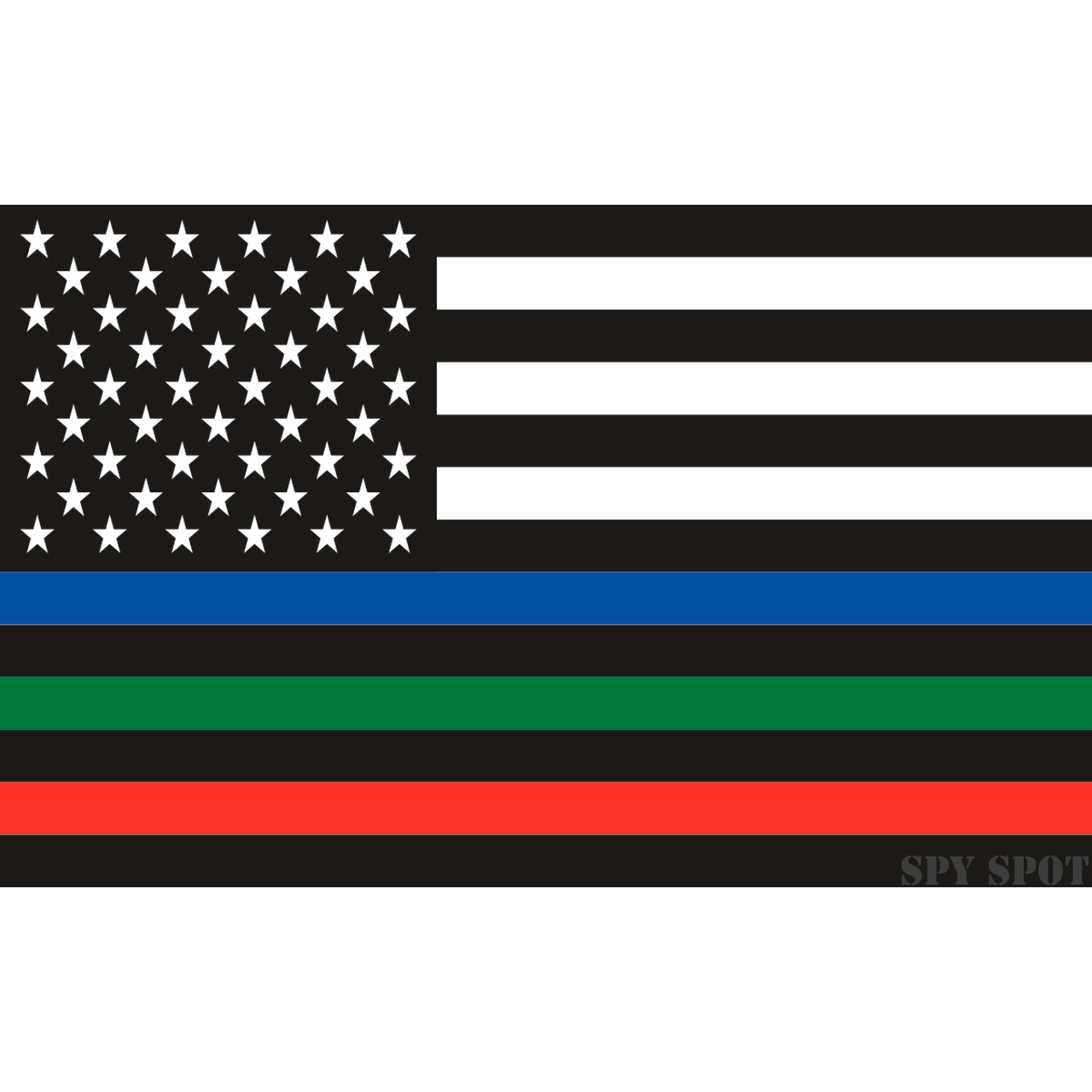 Spy Spot Set of 4 American Flag USA Blue, Green and Red Line in Support of US Officals 4" x 2.5"