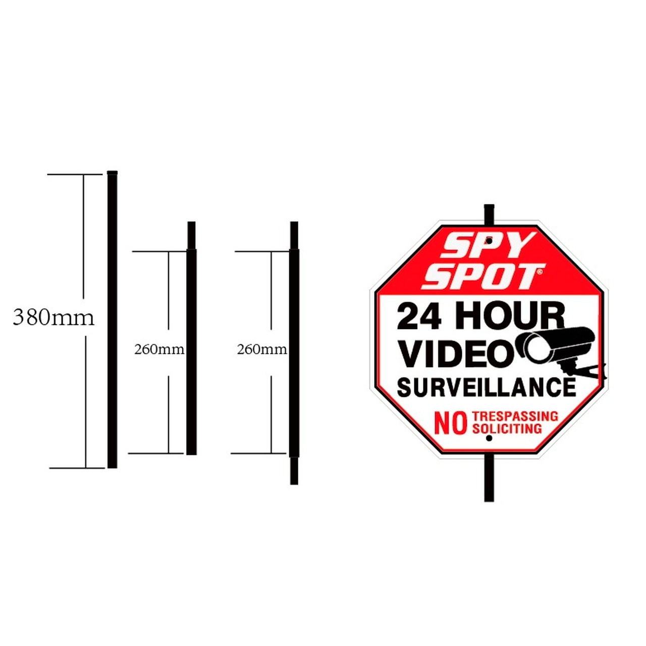 Spy Spot Foldable 24 Hour Video Surveillance No Trespassing Security Sign