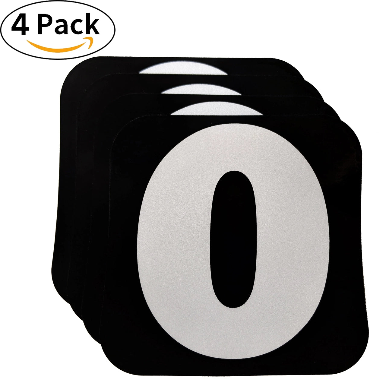 Spy Spot Set of 4 Numbered Stickers 0-9 Black Background White Font 3.5"x3.5"