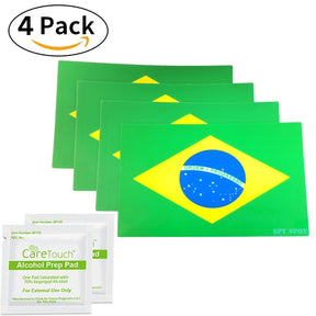 Brazil Flag Decal Vinyl Sticker 4" x 2.5" UV Resistant Weatherproof Laminate Professional Quality Set of 4 Spy Spot