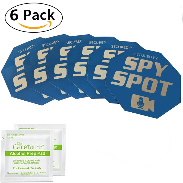 Spy Spot ADT Style Vinyl Window Stickers 6 Pack Double Sided 3" x 3" Alarm Security