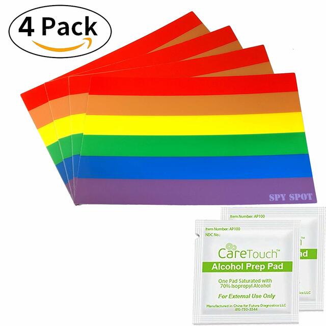 Spy Spot LGBT Rainbow Flag Decal Car Sticker Gay Pride Lesbian Bisexual Transgender Vinyl UV Resistant Weatherproof 4" x 2.5" Set of 4