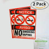 No Smoking No Vaping 2 Pack Sticker Durable Self Adhesive Heavy Duty Decal UV Protected & Weatherproof Indoor & Outdoor Auto Lyft Uber Use (4" x 3") By Spy Spot…