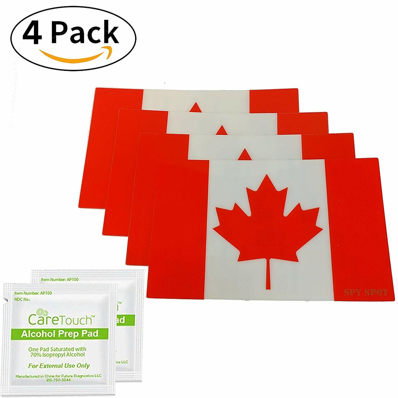 Spy Spot Canada Flag Stickers Weatherproof 4" x 2.5" UV Resistant Set of 4