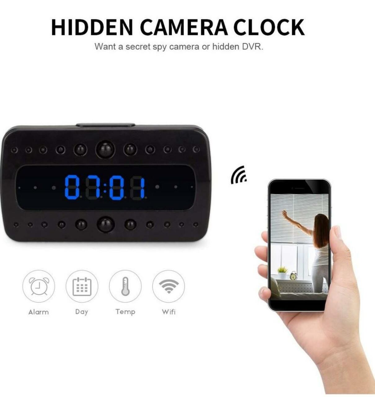 WIFI Nanny cam - Night Vision clock camera iOS or Android