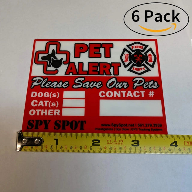 6 Pack Self Adhesive Pet Alert Sticker Weatherproof Vinyl Please Save Our Pets in Home House Window Decal