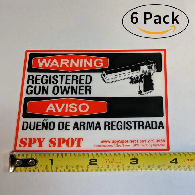 Spy Spot 6 Pack Registered Gun Owner Sticker Decal Vinyl 4" x 3"