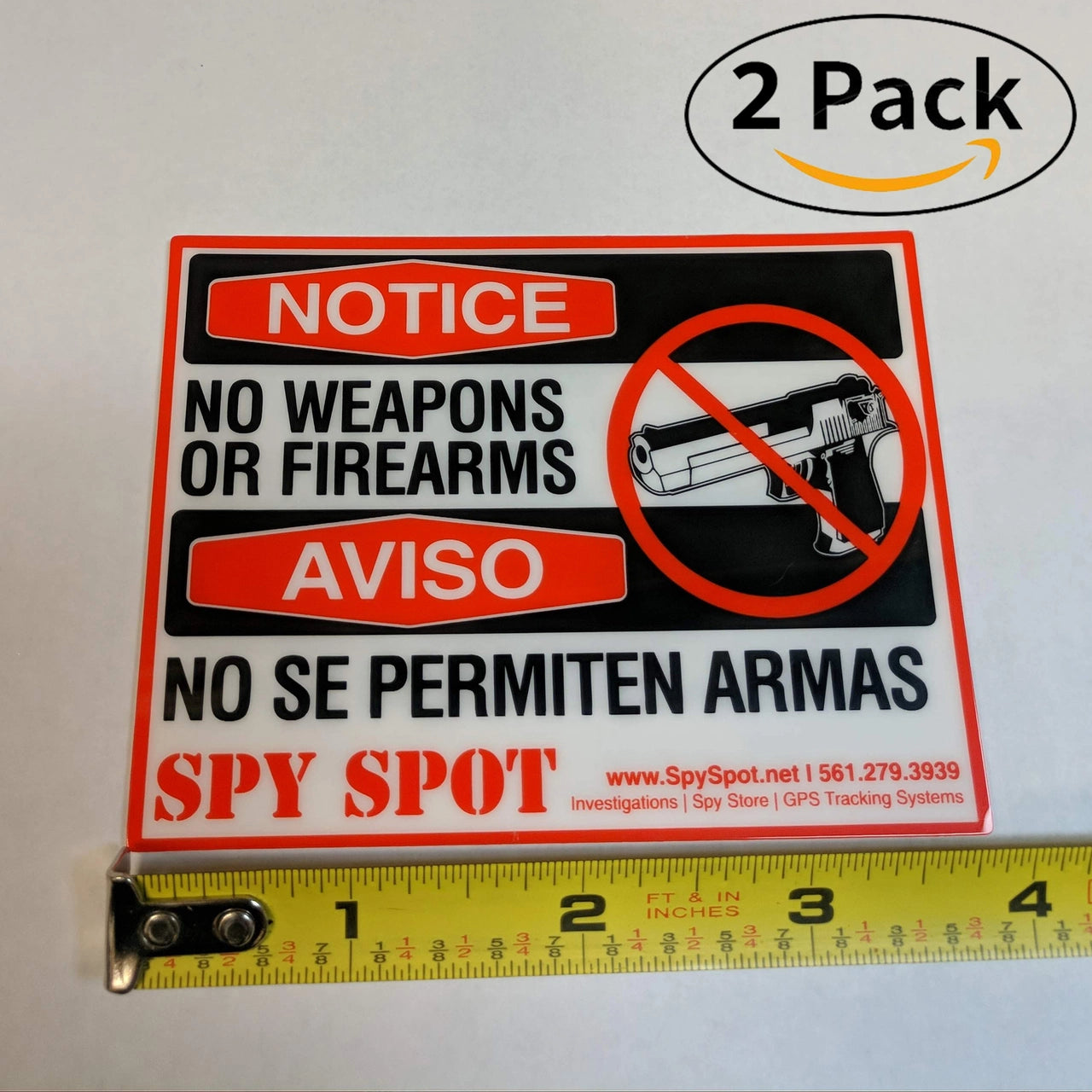 Spy Spot 2 Pack No Weapons or Firearms Vinyl Sticker 4" x 5"