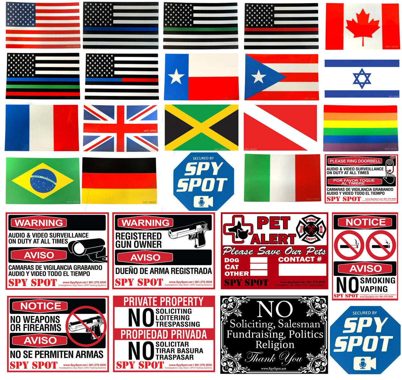 Thin Blue Line Black White and Blue Flag Decal Car Stickers American Flag Support Police and Law Enforcement UV Resistant Weatherproof 4"x 2.5" Set of 4 Spy Spot