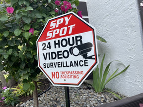 Spy Spot Foldable 24 Hour Video Surveillance No Trespassing 3 Foot Aluminum Security Sign
