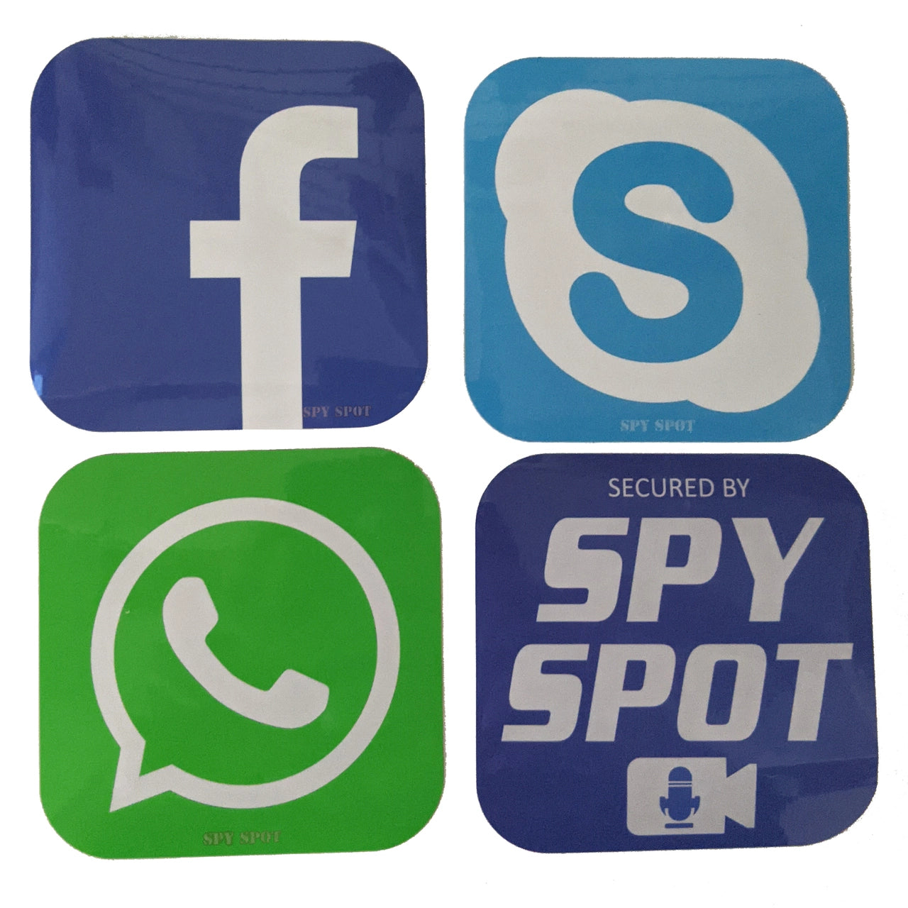 Spy Spot Set of 19 Social Media Video Travel Messaging Business Music Stickers Decals Water Resistant UV Resistant 3.35" x 3.35"