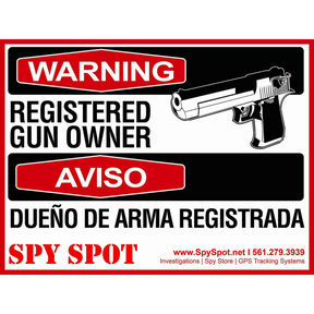 Registered Gun Owner Warning Decals, 15x12" Vinyl, Pack of 2
