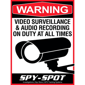 Spy Spot 4" x 3" Set of 4 Audio and Video Surveillance Decals Wall Stickers Vinyl UV Resistant Weatherproof Simple Installation Home Business and Vehicles
